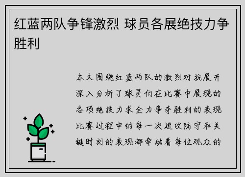 红蓝两队争锋激烈 球员各展绝技力争胜利